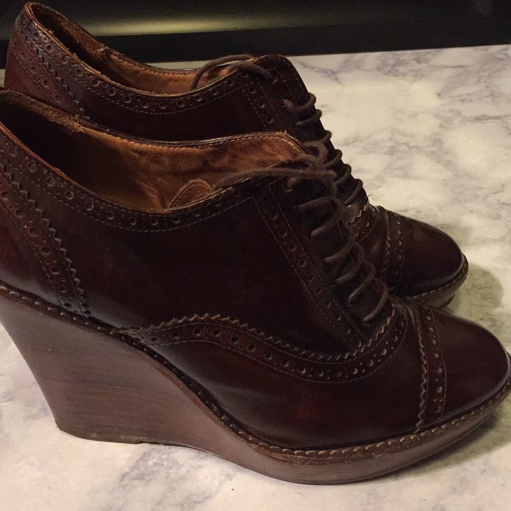 Zara leather oxford wedges ( shoes )